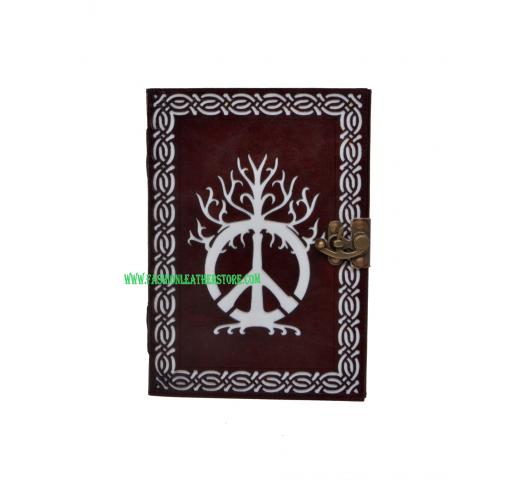 Handmade New Design Cut Work Leather Embossed Handmade Celtic Peace Of Sign Journal Notebook Diary